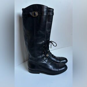 Tory Burch Black Leather Knee-High Boots Size 8,5
